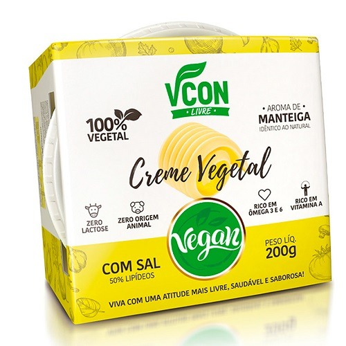 Creme Vegetal Vegano Sabor Manteiga Vcon - 200g - Viver Bem Saudável