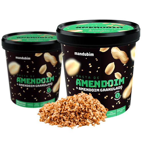 Pasta de amendoim integral com amendoim granulado - NewNutrition